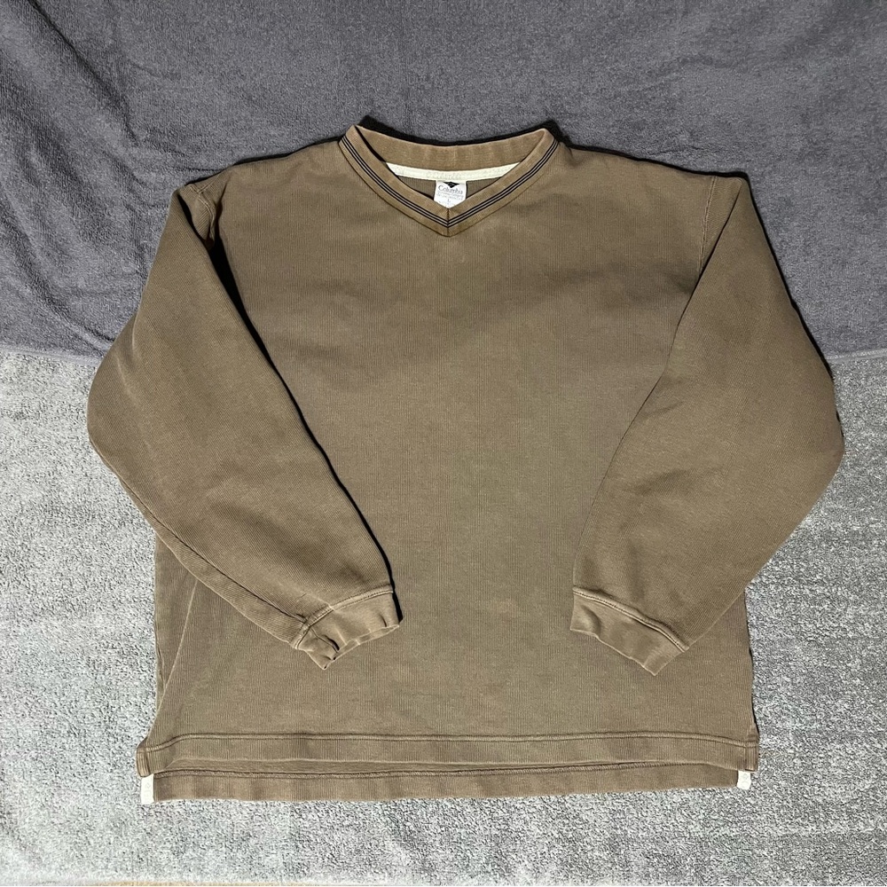 Vintage Men’s Large Columbia Crew Sweater Brown